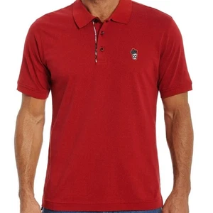 ROBERT GRAHAM Lucifer Polo Men XL Classic Fit Red Skull Embroidery Short Sleeve - Picture 1 of 14