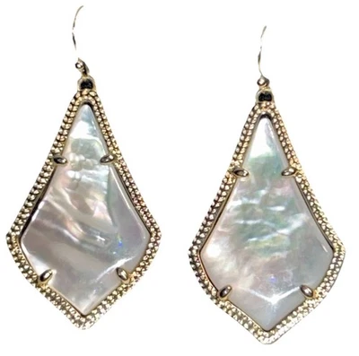 Pendientes colgantes Kendra Scott cometa 14K GP blanco nácar; 1 7/8′′ retirado Foto 1 de 4