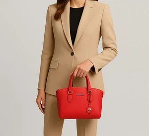 Bolso de mano Furla Minerva rojo cuero Crossbody Tote nuevo - Imagen 1 de 10