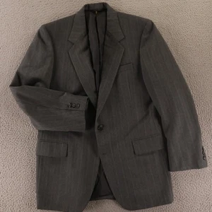 VTG Chalk Stripe Jacket S 38R Gray 100% Wool Twill Worsted Blazer Sport Coat - Picture 1 of 19