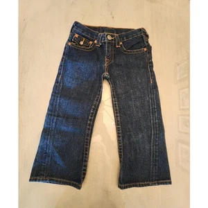 True Religion Girls SZ 12 Joey Crop Denim Jean Flap Pockets Wide Leg Y2K - Picture 1 of 9