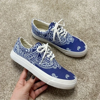 Polo de Ralph Lauren Bryn Lona Western Bandana Azul y Blanco Tenis 8.5 Foto 1 de 4