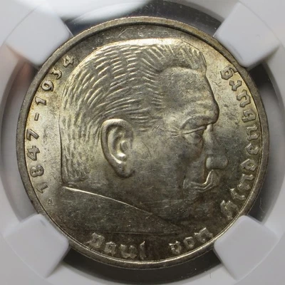 Germany 1935 A 5 Reichsmark, KM#86 NGC MS63 - Image 1 of 4