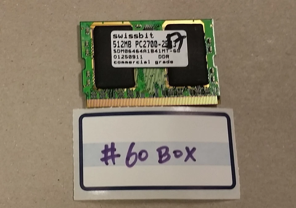 SWISSBIT MicroDIMM 512MB PC2700 DDR 333mhz Notebook / Router Memory Ram - Image 1 of 1