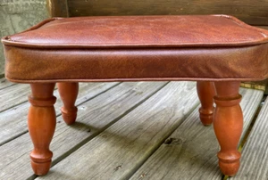 Taburete de pie de pierna de madera vintage marrón MidCentury Babcock Phillips Corp MCM reposapiés - Imagen 1 de 22