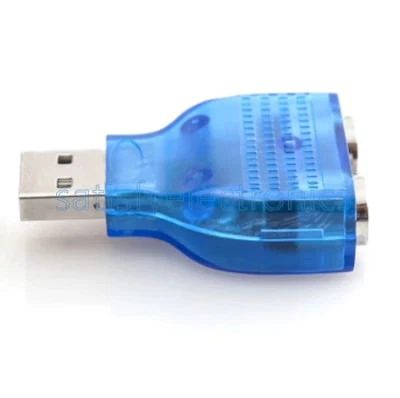 For PS/2 Mouse Keyboard USB To Dual 2 PS2 PS/2 Converter Adapter Blue 1Pc New - Image 1 of 4