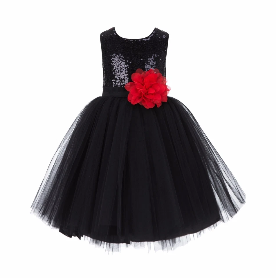 Vestido Lentejuelas Malla Flor Niña Cumpleaños Boda Concurso Comunión Niño 124NF Foto 1 de 1