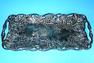 Vintage Godinger Silver Art Co Rectangle Serving Tray Grapes & Leaves 15.5" x 7" - Picture 1 of 10