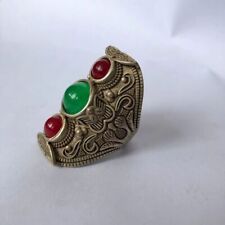 Collection Old China Tibet Silver Handmade Inlay jewelry Ring Ornament Gift