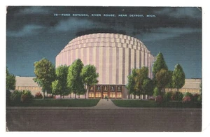 Postal de lino vintage Ford Rotunda River Rouge cerca de Detroit Michigan sin publicar - Imagen 1 de 2