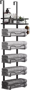 Hanging Towel Racks for Bathroom No Drill - 6-Tier over the Door Bath Towel Stor - Picture 1 of 12