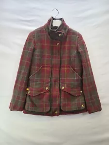 Joules Field Coat Size 6 Red Tartan Tweed Wool Country Jacket Fox RRP£249 - Picture 1 of 12