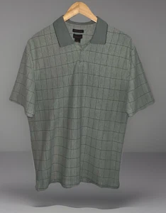 Micro Pima - Vanheusen - Green Checked Polo Golf Shirt Short Sleeve - Sz M - Picture 1 of 8
