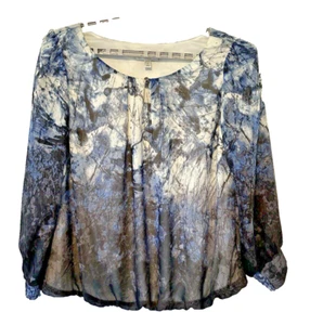 Dress Barn Damengröße 2X blau geblümt Oberteil Langarm neu mit Etikett Gummizug - Bild 1 von 8