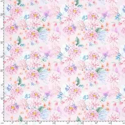 1m x 1,45m Softshell Rosa Blumen auf Rosa Oeko-Tex Standard 100 - Bild 1 von 3