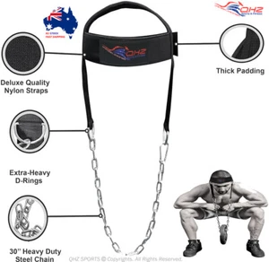 GYM WEIGHT LIFTING HEAD NECK STRENGTH HARNESS STRAP FITNESS EXERCISE NEW BLACK - Picture 1 of 10