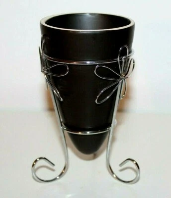 Vintage Keramik Vase Amphore mit Metallständer (Pos.1) - Bild 1 von 3