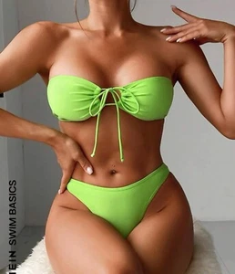 WOMEN'S BEACH SWIMSUIT 2 PIECE LIME GREEN COLOR SIZES S, M - Picture 1 of 7