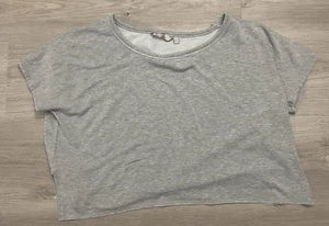 Athleta Shirt Women Gray Heather Crop Sweatshirt Over Sized Size large loose - Picture 1 of 6