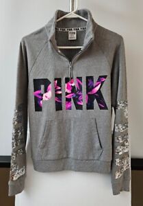 Pink Victoria Secret 1/4 Zip Pullover Sweatshirt Size Large