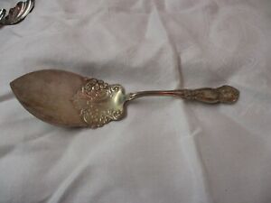 Antique 1910 IS Wm Rogers Son Silver Plate large solid Pie Knife Orange Blossom