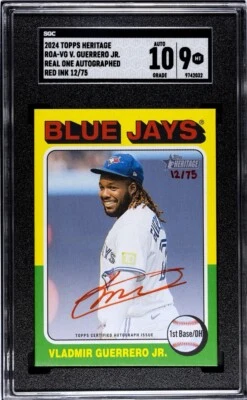 2024 Topps Heritage ROA Red Ink /75 Vladimir Guerrero Jr SGC 9 (10 Auto) - Image 1 of 2