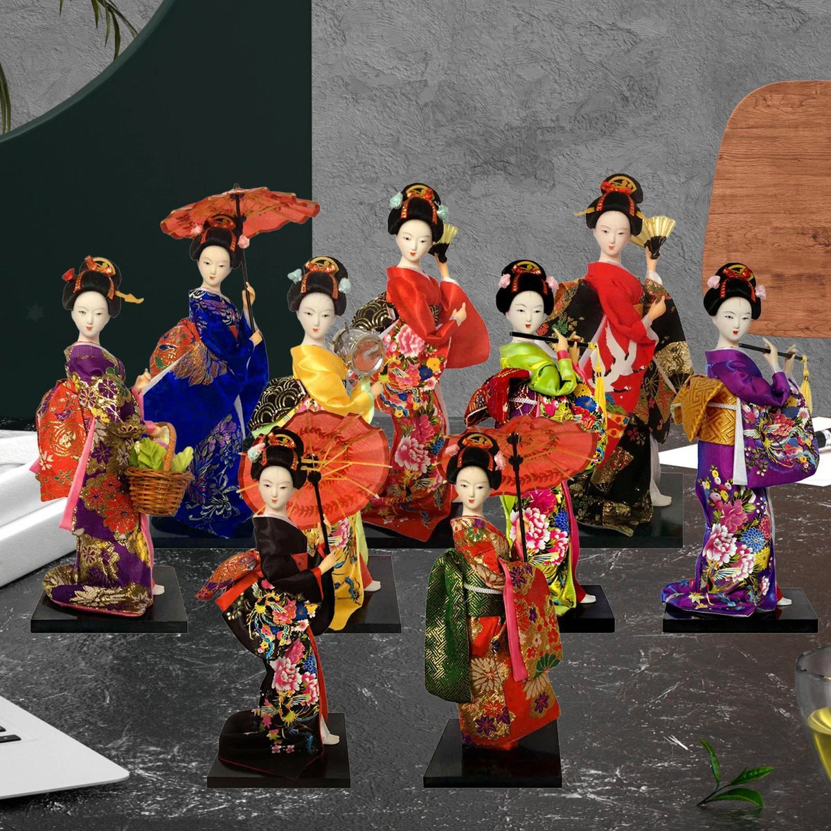 Geisha-Sitzfigur Aus Steinguss – Frostfeste Gartenfigur, Ca. 60 Cm Hoch, Wetterbeständig & Ohne Nachbehandlung