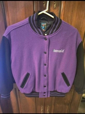 American Girl винтажный логотип Letterman куртка молодежи девочка размер средний фиолетовый/черный - Изображение 1 из 4
