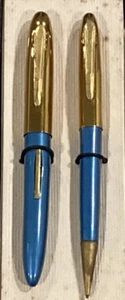 KEMPOINT Fountain Pen & Arnold Mechanical Pencil Set in Box USA Gold & Blue - Picture 1 of 15