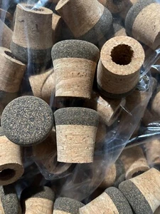 Cork Rings, Large Dark Rubberized / Natural Butt Cap Style #2, One Butt Cap - Picture 1 of 3