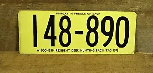 Vintage 1973 Wisconsin Resident Deer Hunting License Back Tag #148-890 - Foto 1 di 2