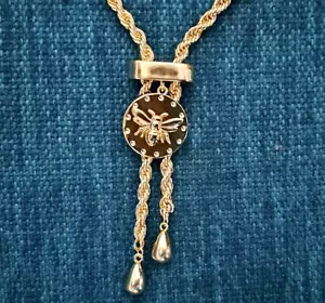 NEW Bumble Bee Necklace Adjustable Lariat 26" Thick Rope Chain Heavy Emerald Ivy - Picture 1 of 9