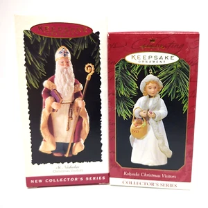 Adornos de visitantes de Navidad con sello, San Nicolás y Kolyada, vintage - Imagen 1 de 4