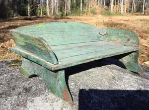 Antique Prim Wooden Layered Chippy Paint Child's Goat Cart Wagon Buckboard Seat - Picture 1 of 1
