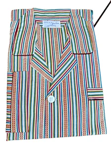 Wilkajama Pajamas Cotton Mens Sz L (C) Multicolor on White Striped VTG NIB NOS - Picture 1 of 8