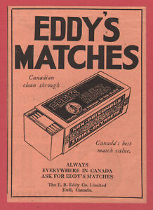 1923 Canadian E. B. Eddy Co. print ad Silent Matches
