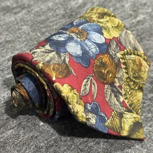 Valentino Cravatte burgundy green blue floral print men's silk tie Made in Italy - Picture 1 of 9