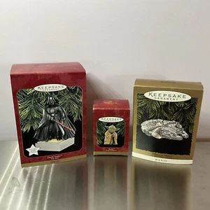 1996 1997 Star Wars Hallmark Darth Vader Magic Yoda Millennium Falcon Ornaments - Picture 1 of 7