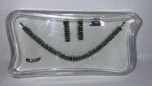 Collana orecchini e anello pietre strass verdi nuovo look smeraldo bellissima 11P - Foto 1 di 6