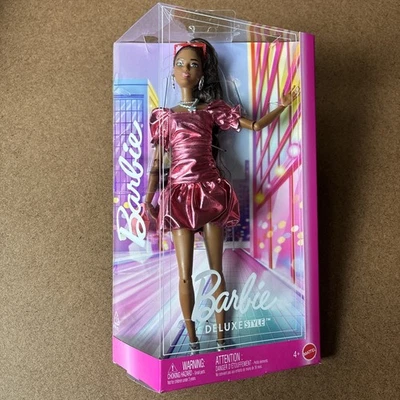Barbie Deluxe Style Doll #6 in Metallic Coral Mini Dress w/Bubble Hem 2024-Matte - Image 1 of 4
