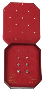 A New Day Earrings Sterling Silver 14k Gold Plated Stud CZ Set - NEW in Box - Picture 1 of 13