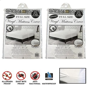 2 Full Size Bed Mattress Cover Zipper Plastic Dustproof Water Resistant Anti Bug - Picture 1 of 1