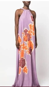 Women's Essential Antwerp Purple Floral Sleeveless Maxi Halter Dress Size 34 - Picture 1 of 6