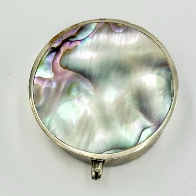 Pastillero Vintage Abulón Redondo México Alpaca NO PLATEADO Probado Foto 1 de 4