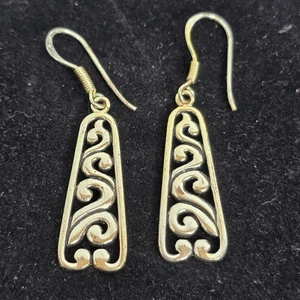 Int. Edelmetall & Metall Broker 925 Sterling Silber Swirl Cut Out Ohrhänger - Bild 1 von 4