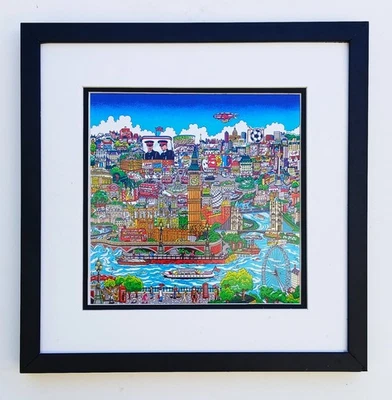 Charles Fazzino Touch Down in London Town Pop Art Framed - Image 1 of 4