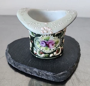 Vintage Hand Painted Porcelain Top Hat - Picture 1 of 10