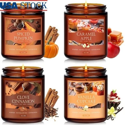 Autumn Scented Soy Candles Gift Set Home Décor Relaxation Aromatherapy New - Image 1 of 4