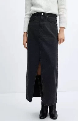 MANGO Aida Skirt in Black Denim (fmn16-8) - Image 1 of 3