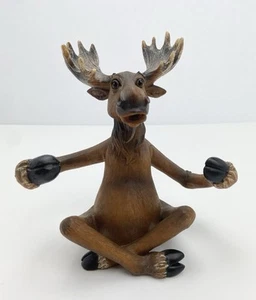 VTG Rivers Edge YOGA MOOSE Lotus Position Resin Novelty Statue Eyeglass Holder - Picture 1 of 8